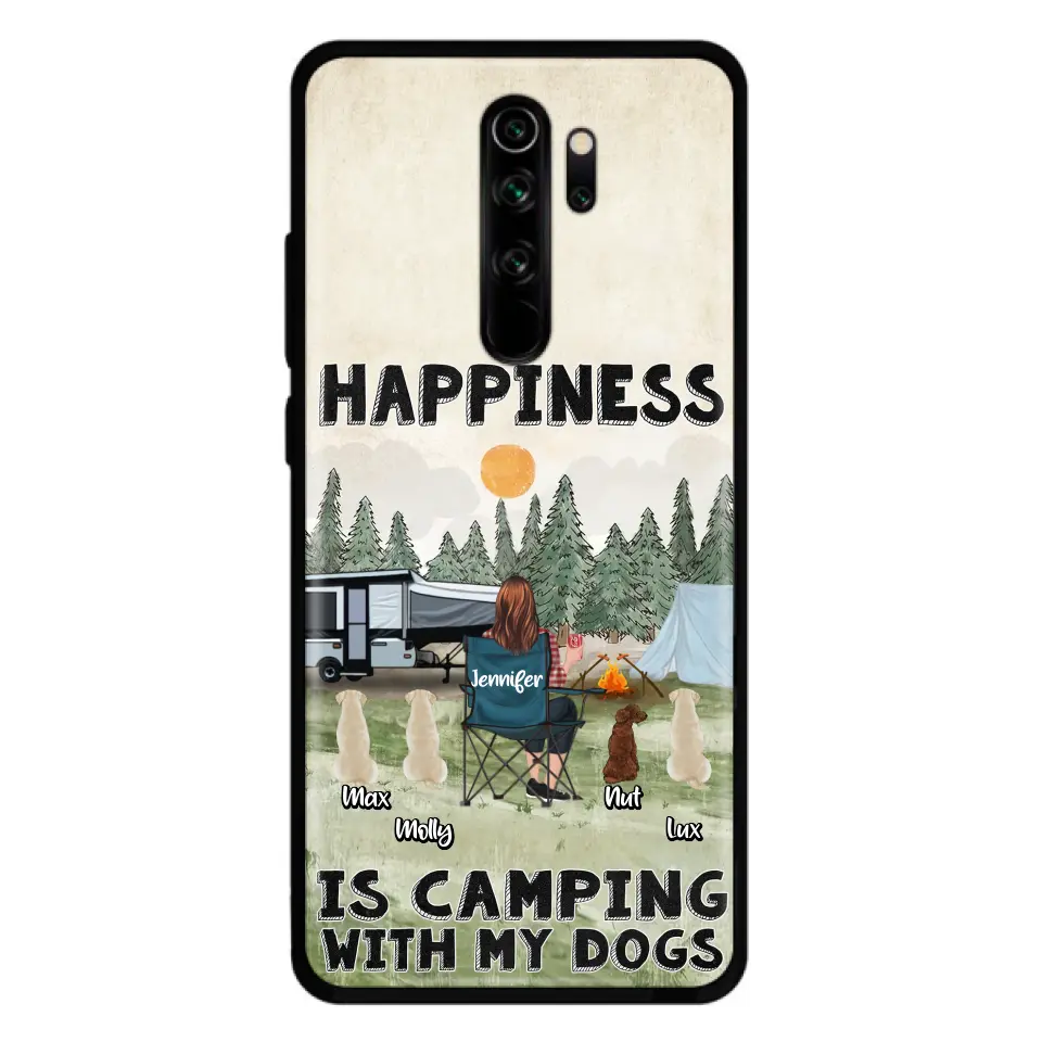 Personalized Camping Phone Case - Gift Idea For Girl & Dogs - Up to 4 Dogs - Happiness Is Camping With My Dogs - Case For Oppo/Xiaomi/Huawei
