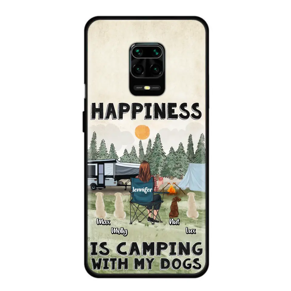 Personalized Camping Phone Case - Gift Idea For Girl & Dogs - Up to 4 Dogs - Happiness Is Camping With My Dogs - Case For Oppo/Xiaomi/Huawei