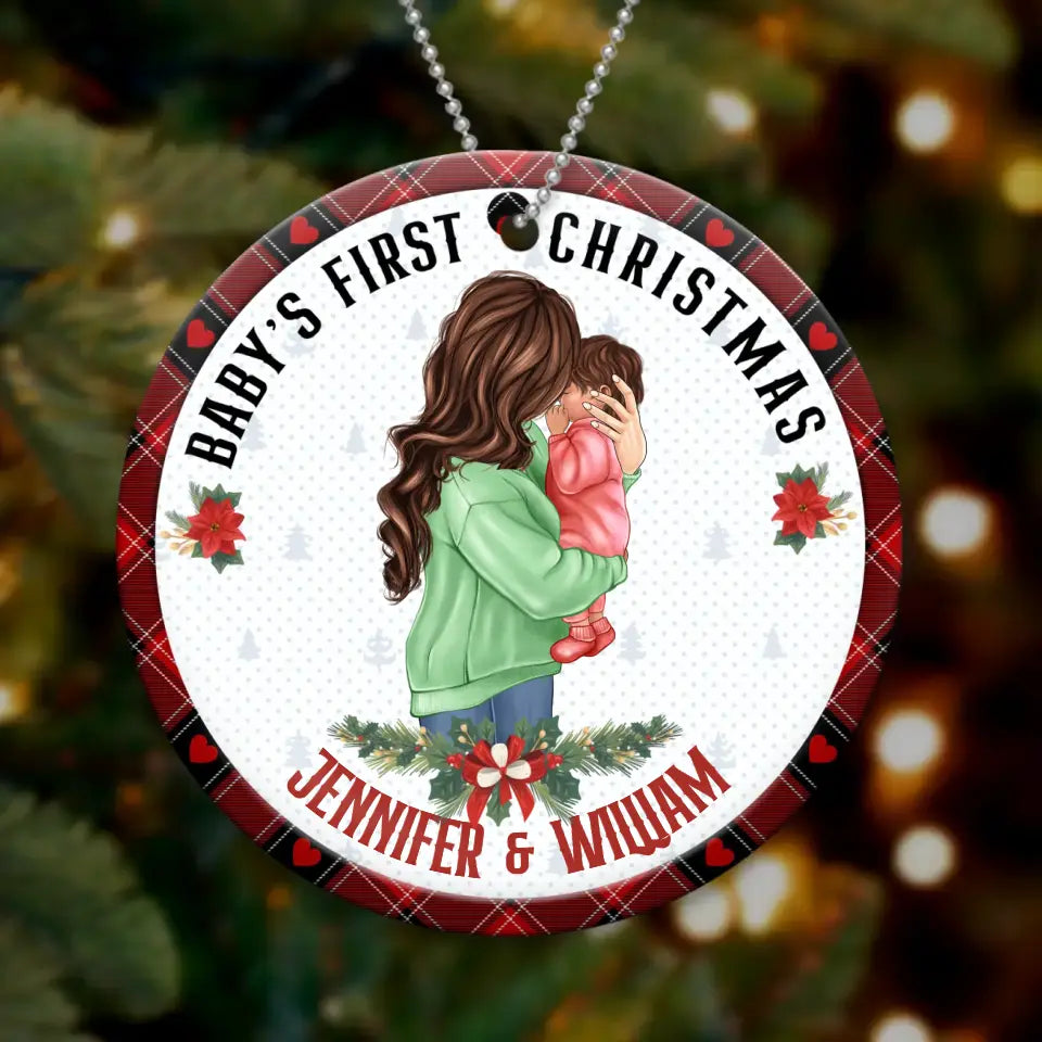 Personalized Baby's First Christmas Acrylic/Wooden Ornament - Christmas Gift Idea For Baby/Kid/Mom
