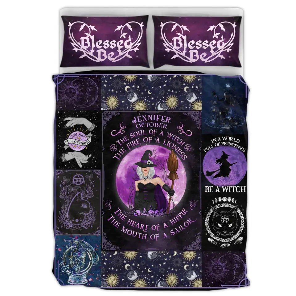 Personalized Witch Quilt Bed Sets - Halloween Gift Idea For Witch Lovers - October Woman The Soul of A Witch The Fire Of A Lioness