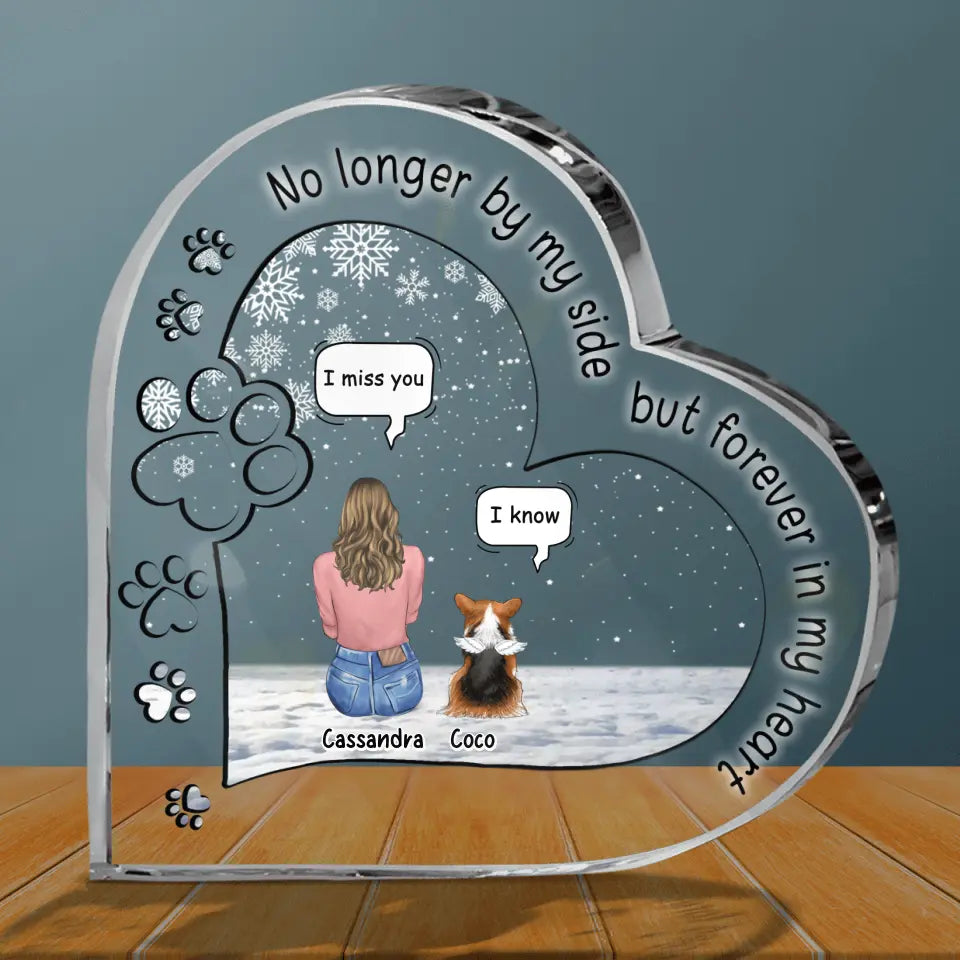 Personalized Memorial Pet Crystal Heart - Up to 3 Pets - Memorial Gift Idea For Dog/Cat/Rabbits Owners - No Longer By My Side But Forever in My Heart