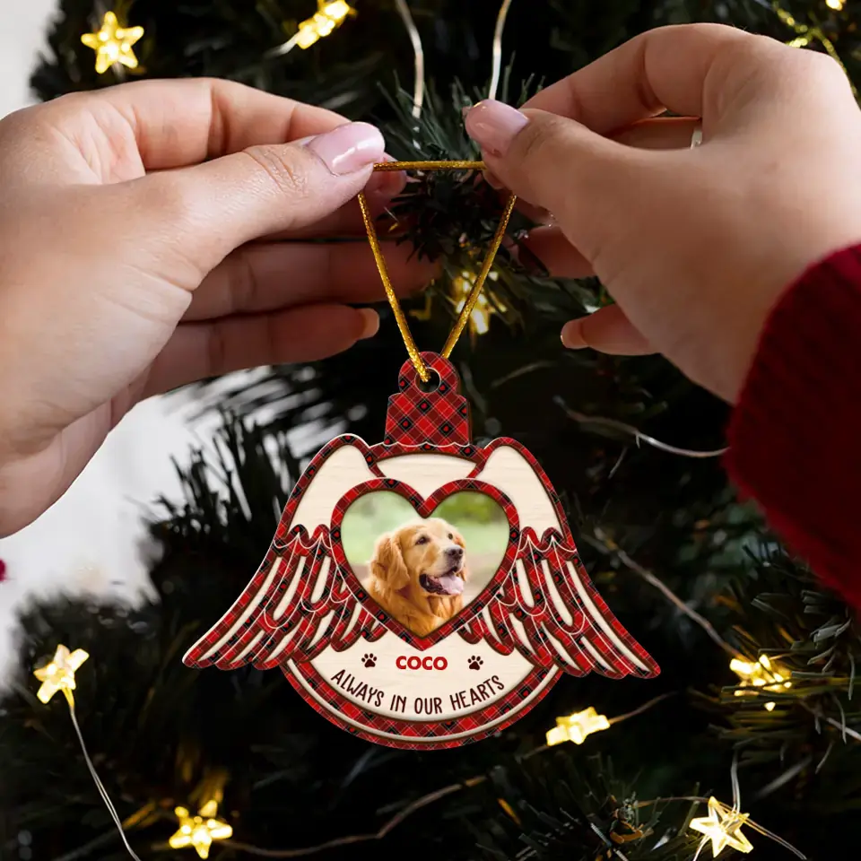 Personalized Memorial Wooden Ornament - Memorial Gift Idea For Christmas - Upload Photo - Always In Our Hearts
