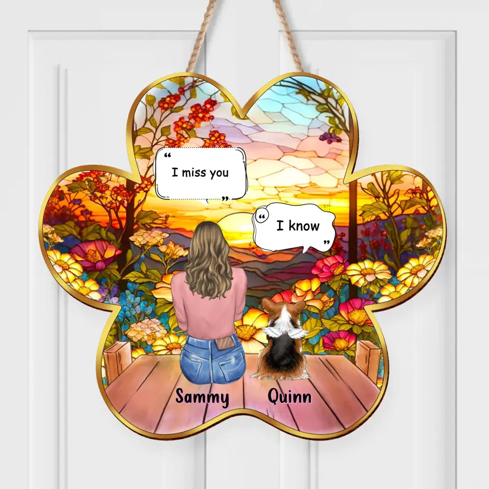 Personalized Memorial Pet Paw Wooden Sign - Up to 3 Cats/Dogs - Gift Idea For Pet Lovers - I Miss You