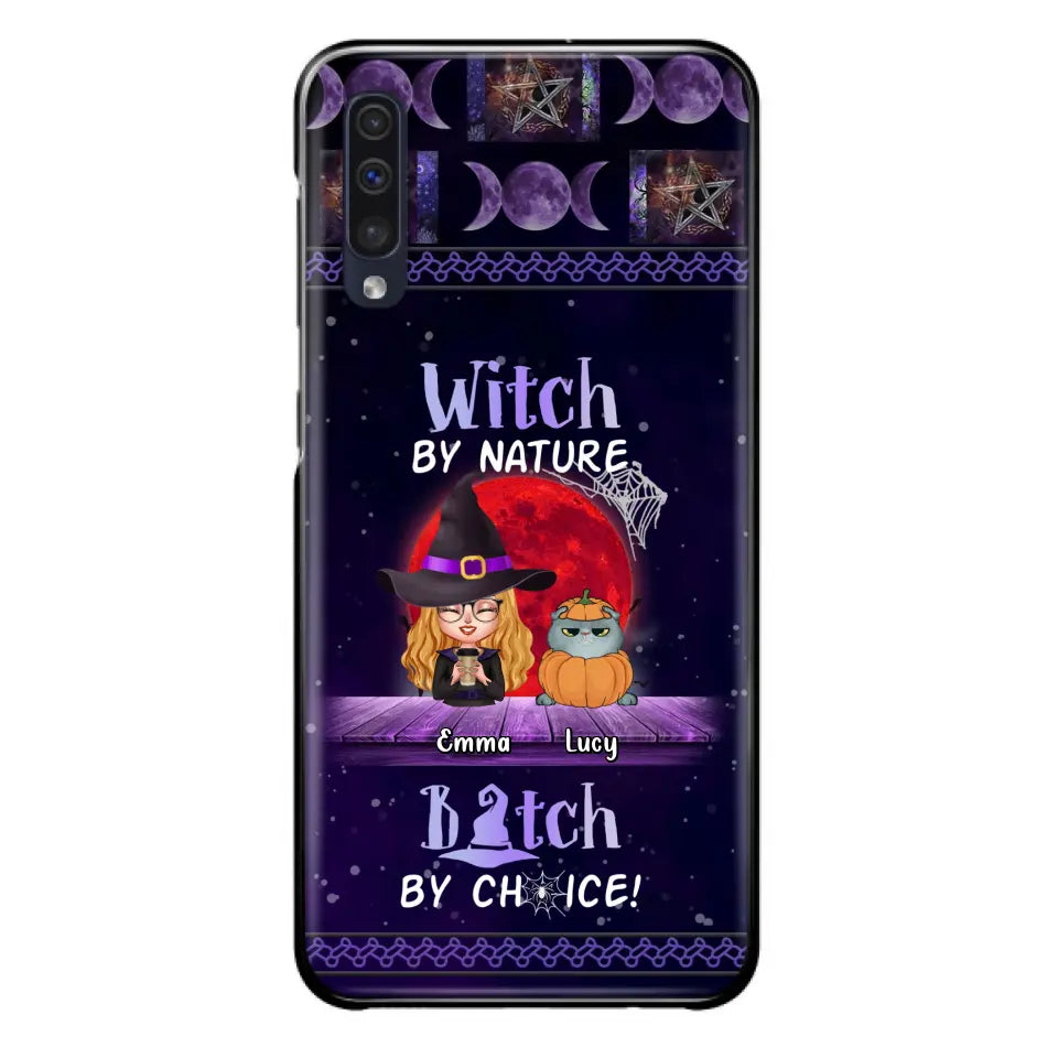Custom Personalized Witch Phone Case - Upto 6 Cats/Dogs - Halloween Gift Idea For Cat/Dog Lovers/Friends - Case for iPhone/Samsung