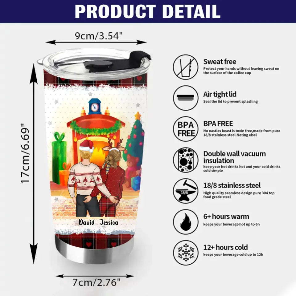 Personalized Christmas Couple Tumbler - Christmas Gift Idea For Couple - Chest And Nuts Roasting By An Open Fire