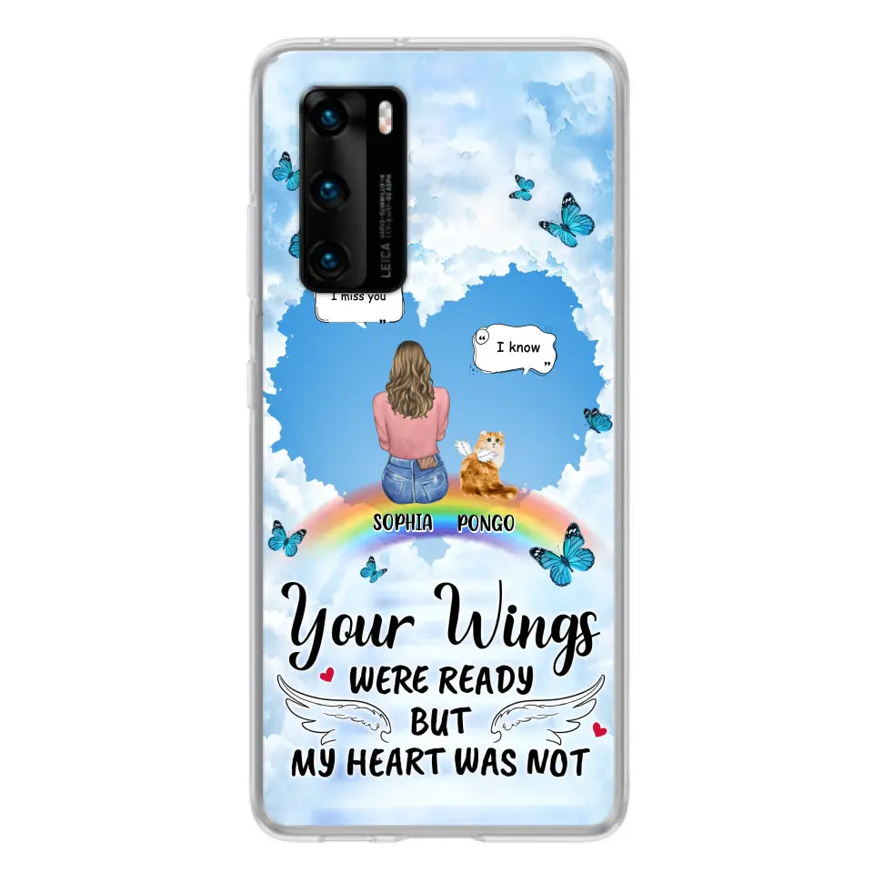Personalized Memorial Pet Phone Case - Gift Idea For Dog/Cat/Rabbits Owners - Up to 3 Pets - Your Wings Were Ready But My Heart Was Not - Case For Oppo/Xiaomi/Huawei