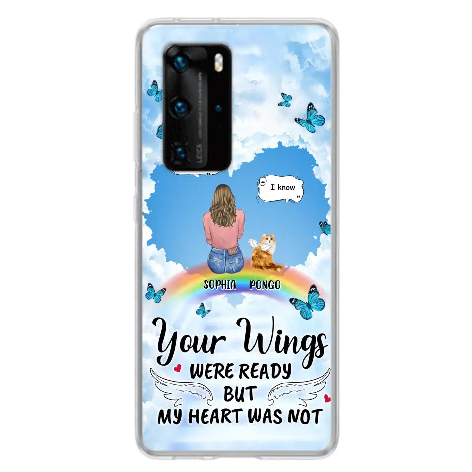 Personalized Memorial Pet Phone Case - Gift Idea For Dog/Cat/Rabbits Owners - Up to 3 Pets - Your Wings Were Ready But My Heart Was Not - Case For Oppo/Xiaomi/Huawei
