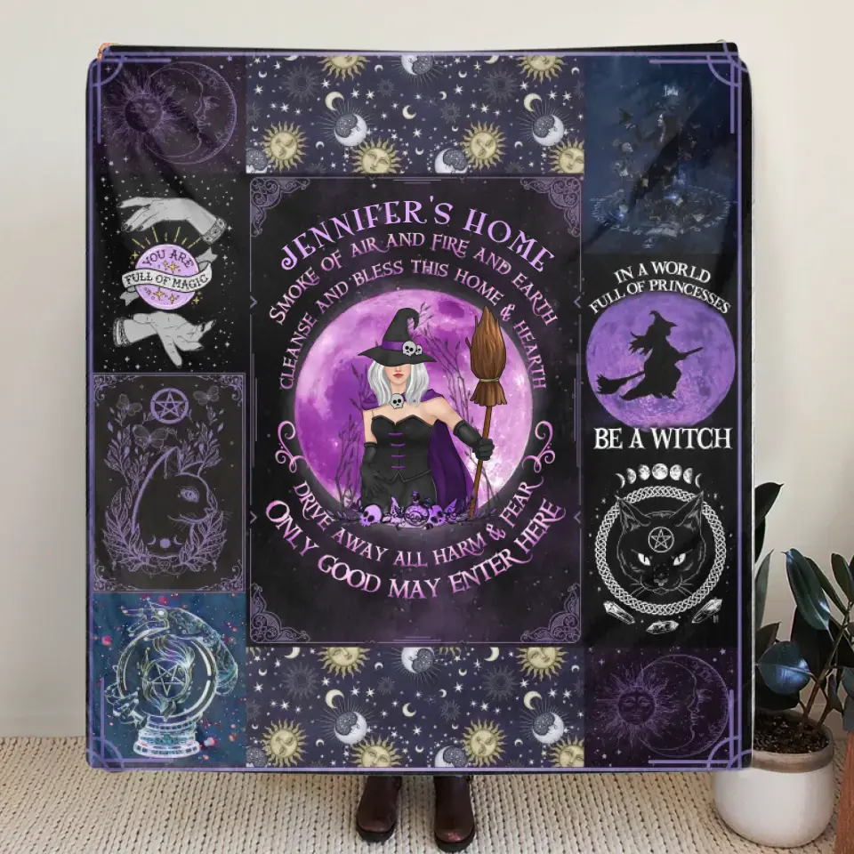 Personalized Witch Fleece Throw Blanket & Quilt - Halloween Gift Idea For Witch Lovers - Smoke Of Air And Fire And Earth