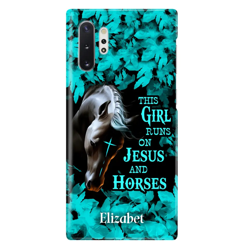 Custom Personalized Horse Girl Phone case - Case For iPhone And Samsung - This Girl Runs On Jesus And Horses
