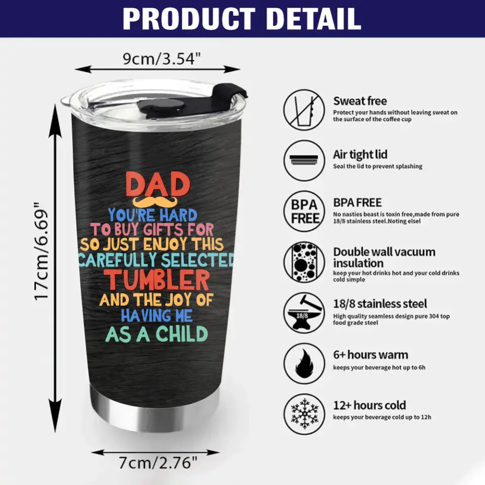 Personalized Dad Tumbler - Christmas Gift Idea For Dad - Up to 6 Kids - Merry Christmas From Your Favorite Financial Burden