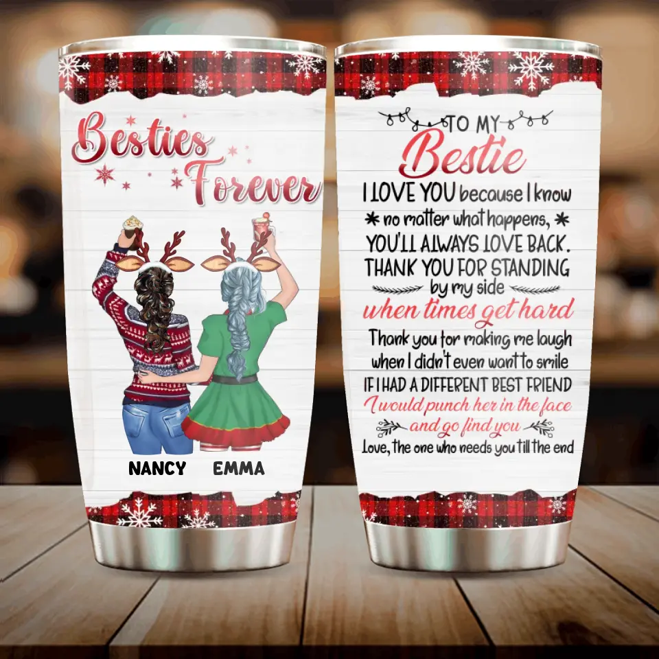 Personalized Besties Tumbler - Christmas Gift Idea for Sisters/Friends/Besties - Besties Forever