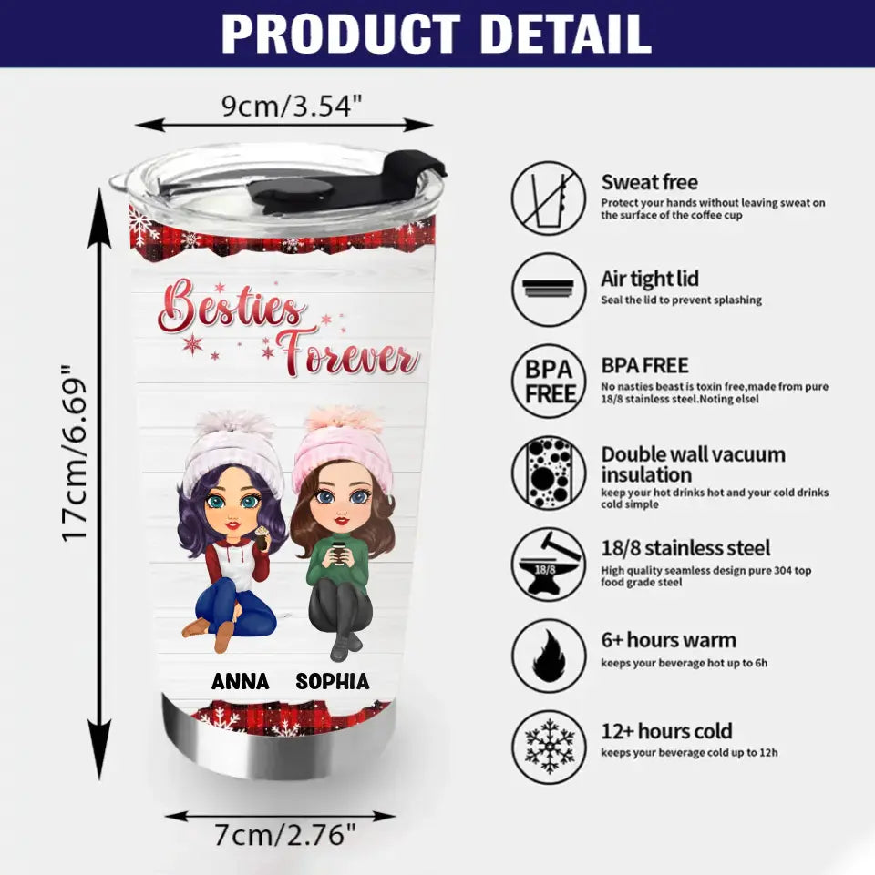 Personalized Besties Tumbler - Christmas Gift Idea for Sisters/Friends/Besties - Thank You For Standing By My Side