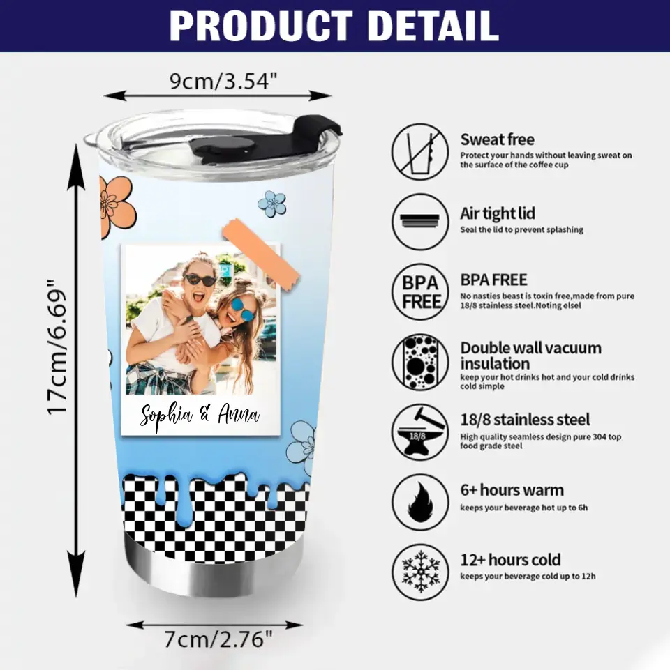 Personalized Bestie Tumbler 20oz - Gift Idea For Best Friend - Upload Photo - Thank You For Being The Piss In My Pants