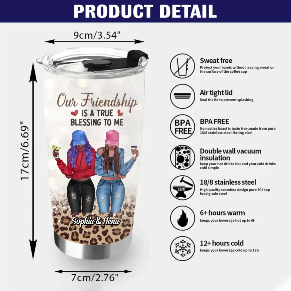 Personalized Besties Tumbler - Best Gift Idea For Friends - Our Friendship Is A True Blessing To Me