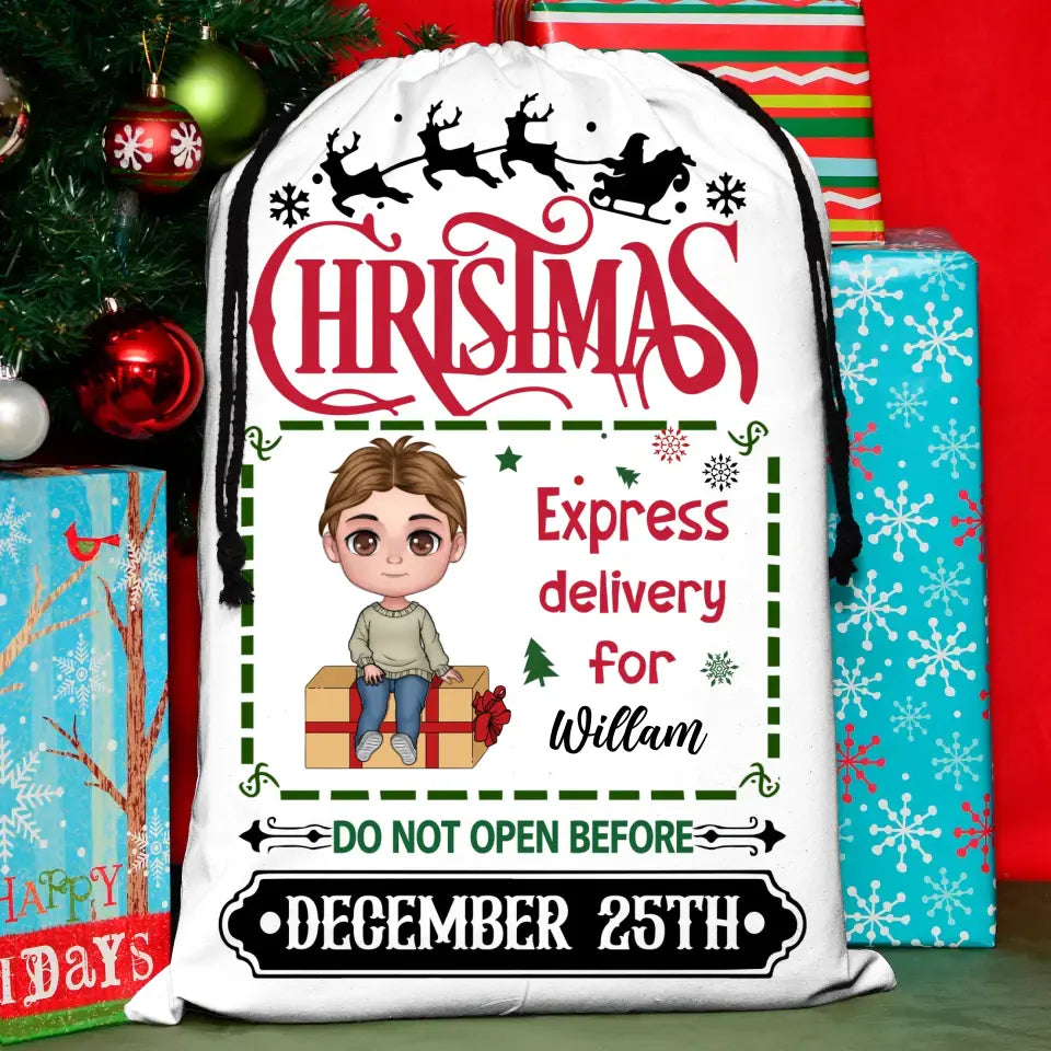 Personalized Kid Santa Sack - Gift Idea For Christmas/Kid - Christmas Express Delivery For Kid Do Not Open Before December 25th