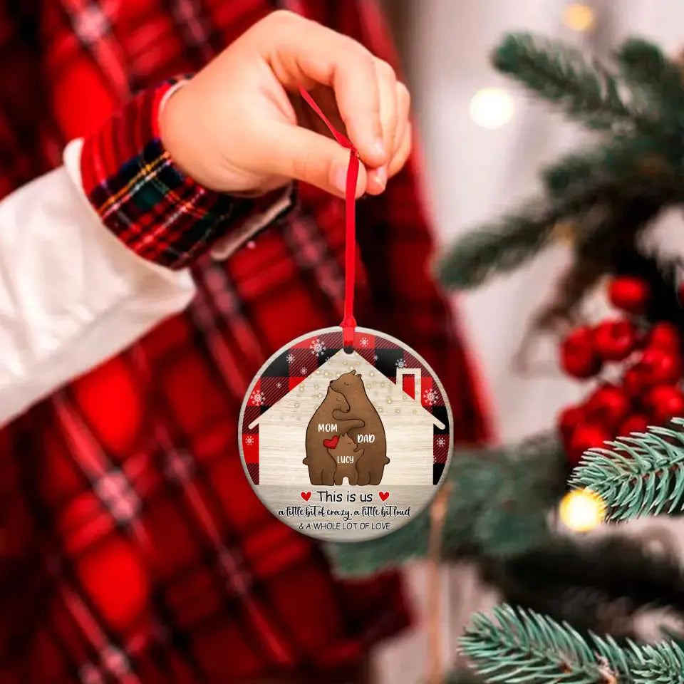 Personalized Family Christmas Circle Wooden Ornament - Up to 4 Child - Gift Idea For Couple/Family - This Is Us