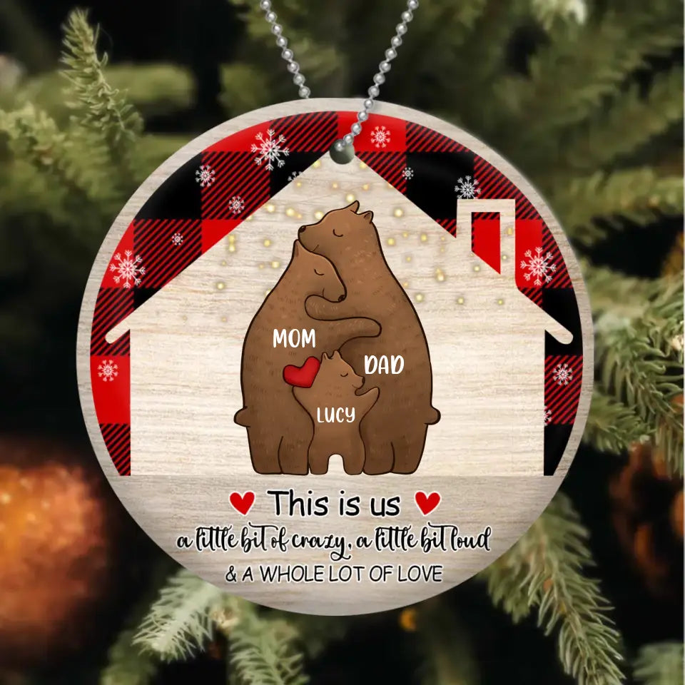 Personalized Family Christmas Circle Wooden Ornament - Up to 4 Child - Gift Idea For Couple/Family - This Is Us