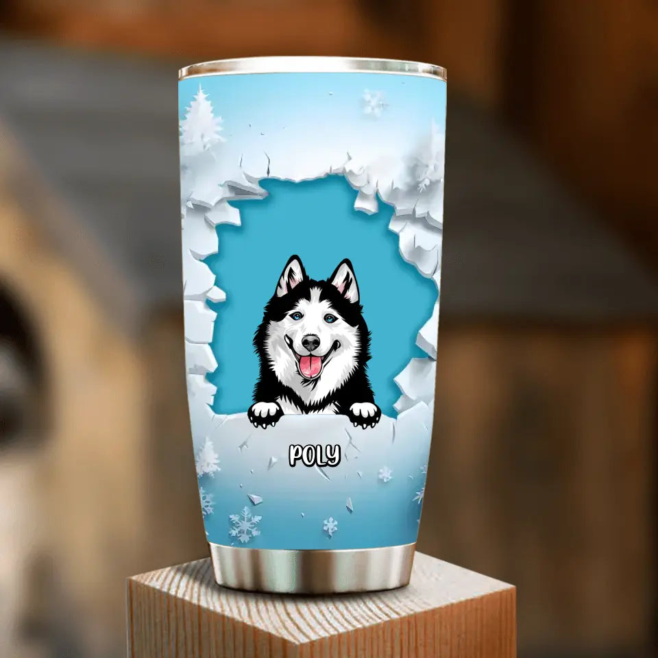 Personalized Peeking Dog Tumbler - Up to 3 Dogs - Christmas Gift Idea For Dog Lover