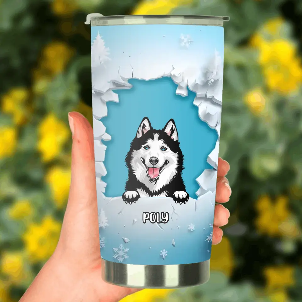 Personalized Peeking Dog Tumbler - Up to 3 Dogs - Christmas Gift Idea For Dog Lover
