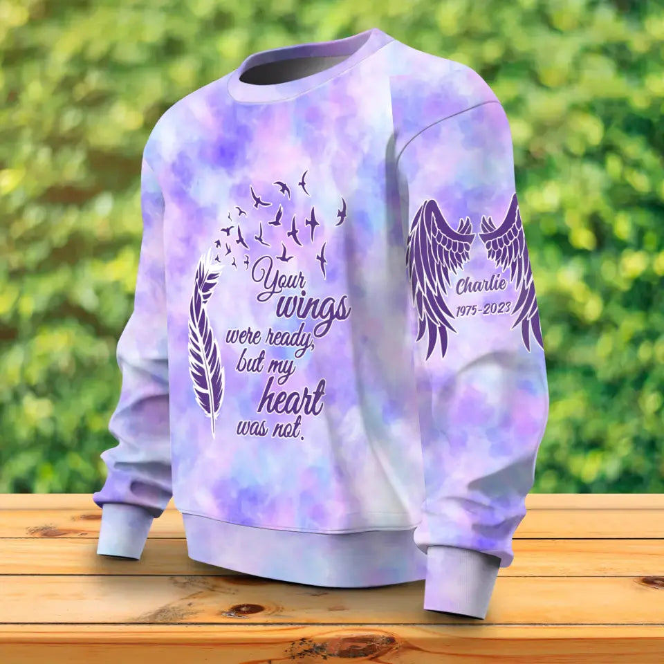 Personalized Memorial AOP Sweater - Memorial Gift Idea - Your Wings Were Ready But My Heart Was Not