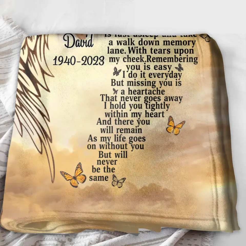 Personalized Memorial Fleece Throw Blanket & Quilt - Upload Photo - Sympathy Gift For Loss Of Family Member - The Moment That You Left Me