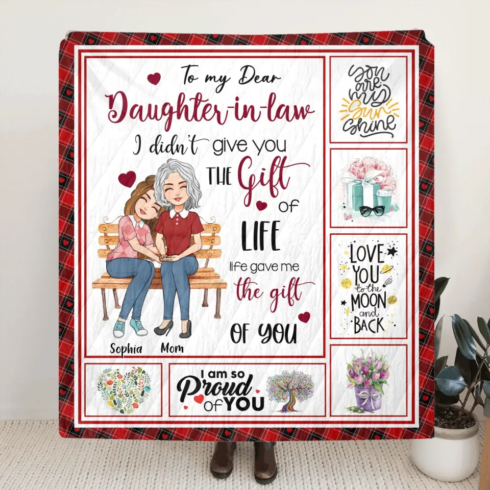 Personalized Mom & Daughter Quilt/Fleece Throw Blanket- Best Gift Idea For Daughter - To My Dear Daughter-In-Laws