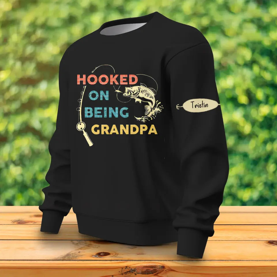 Personalized Grandpa Sweater - Up to 6 Kids - Christmas Gift For Grandpa - Hooked On Being Grandpa