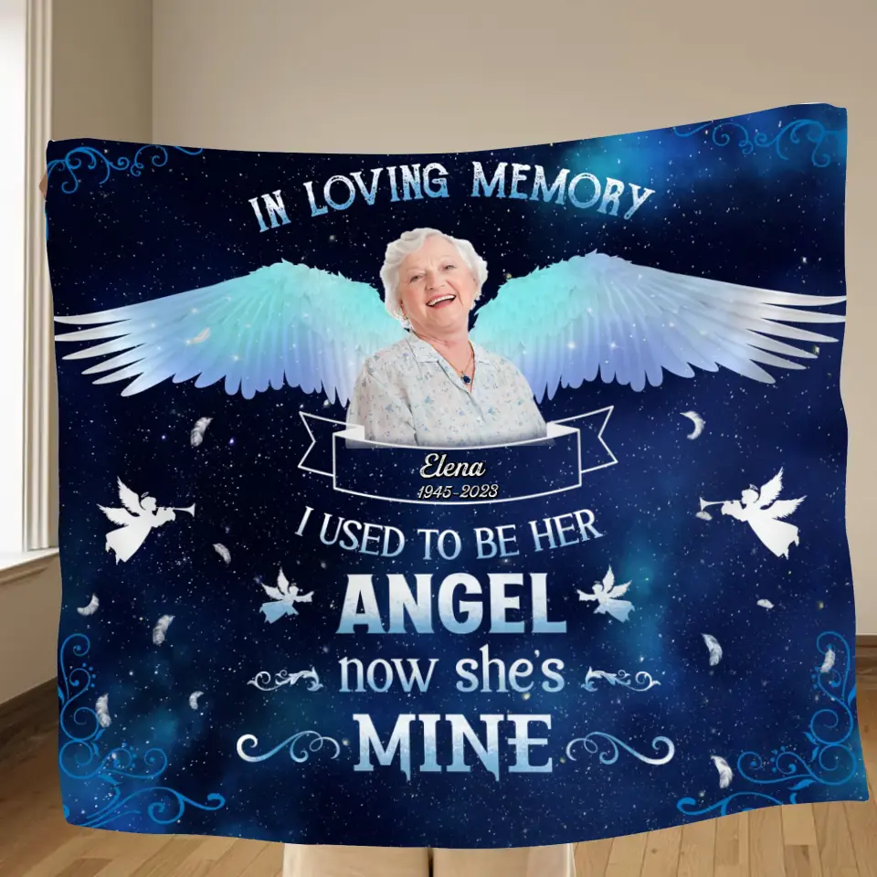 Personalized Memorial Photo Fleece Throw Blanket - Memorial Gift Idea For Family Member - In Loving Memory