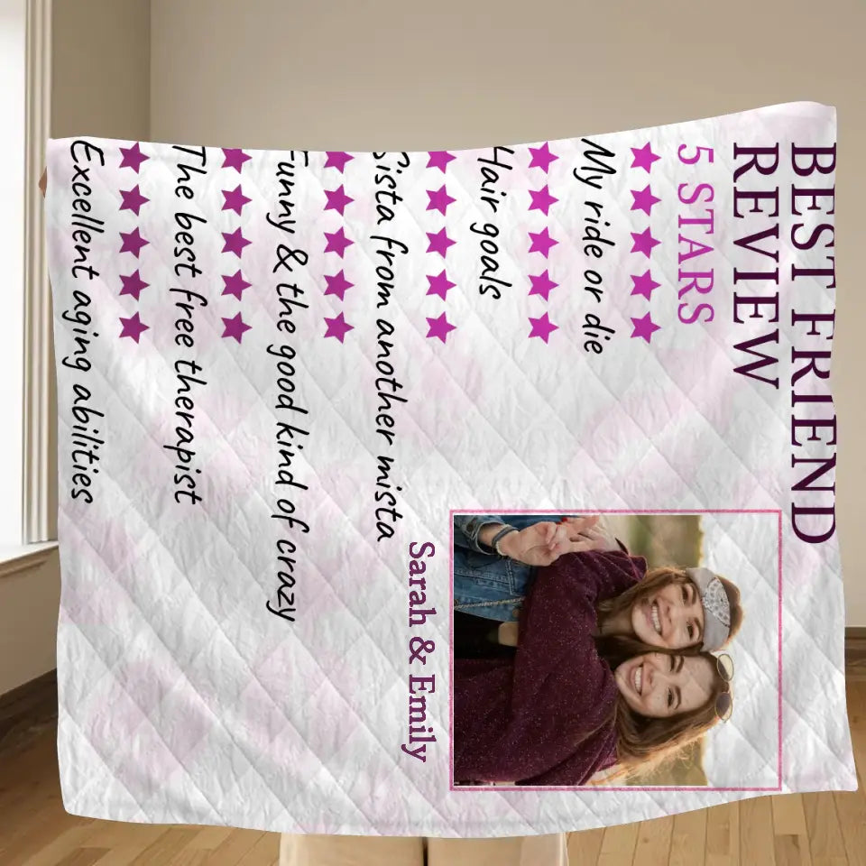Personalized Best Friend Quilt/Fleece Throw Blanket - Upload Photo - Gift Idea For Besties - Best Friend Review