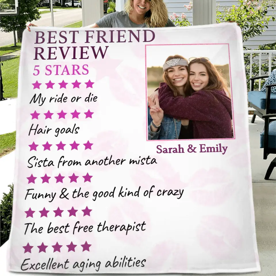 Personalized Best Friend Quilt/Fleece Throw Blanket - Upload Photo - Gift Idea For Besties - Best Friend Review