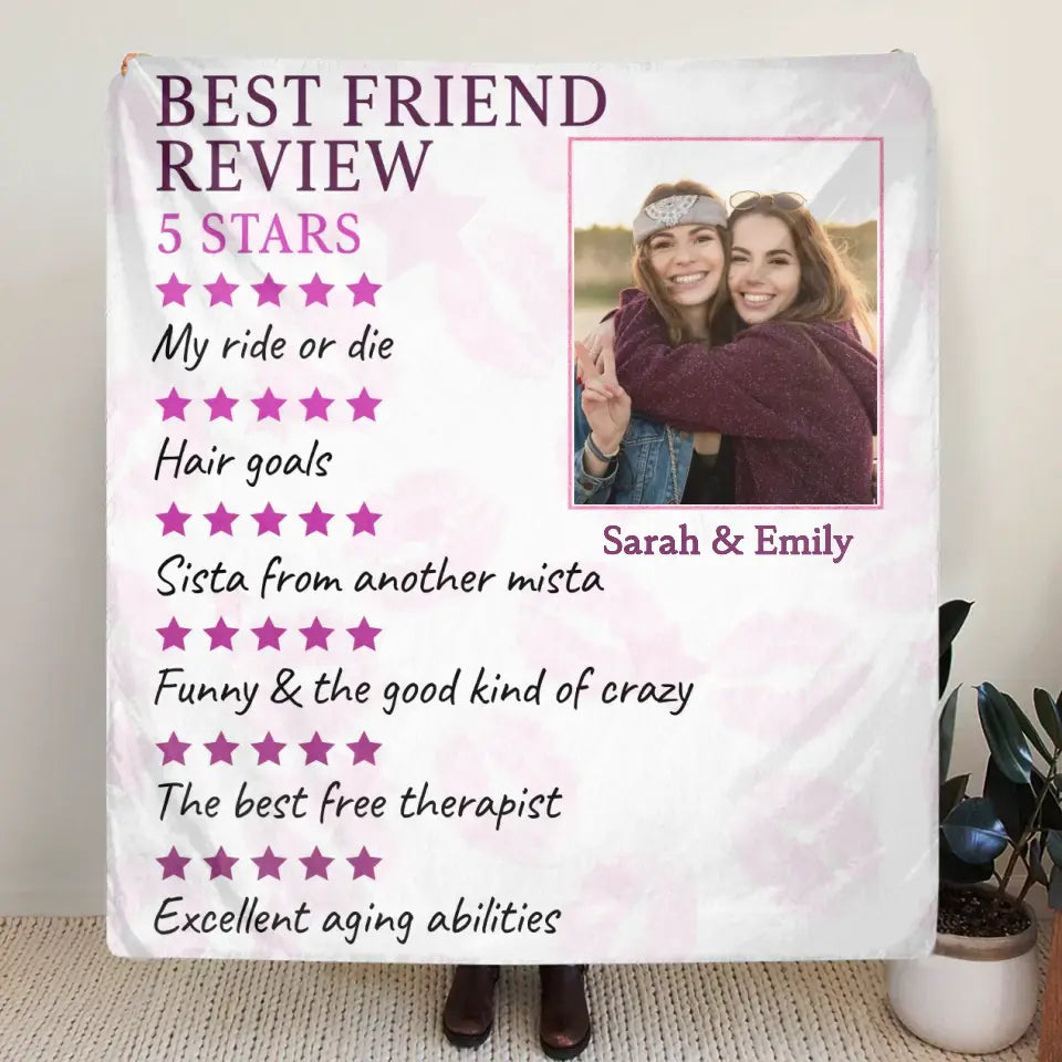 Personalized Best Friend Quilt/Fleece Throw Blanket - Upload Photo - Gift Idea For Besties - Best Friend Review