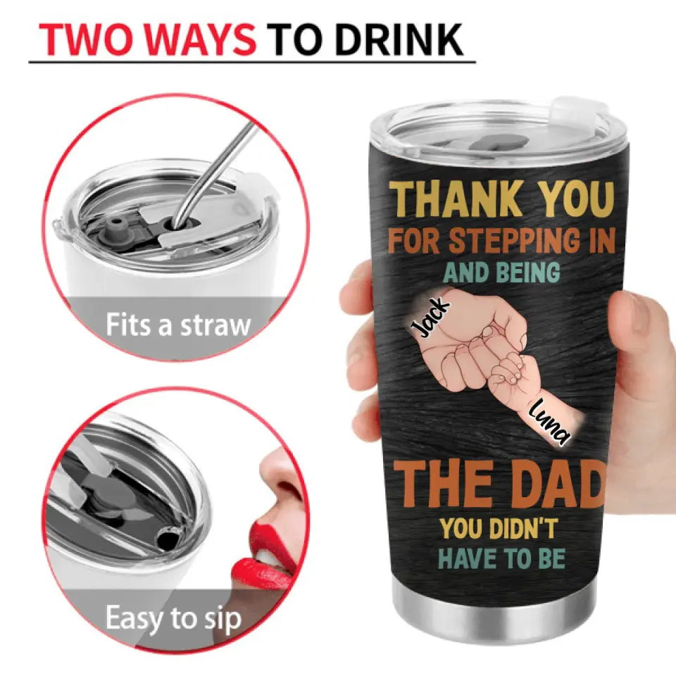 Personalized Dad Tumbler - Gift Idea For Dad - Up to 6 Kids - Actions Speak Louder Than DNA Merry Christmas To My Real Dad