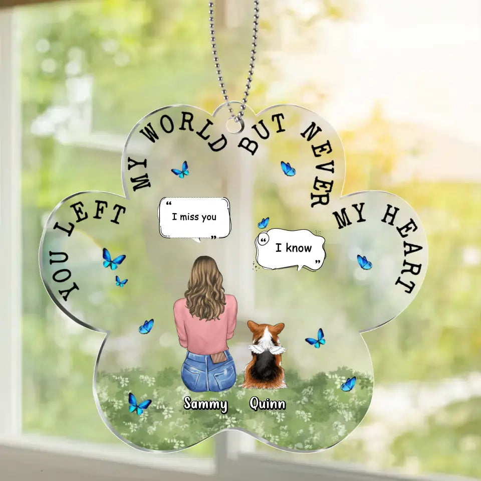 Personalized Memorial Pet  Paw Acrylic Ornament - Up to 4 Pets - Memorial Gift Idea For Dog/Cat/Rabbit Lover - You Left My World But Never My Heart