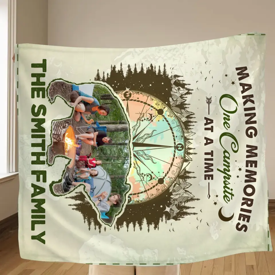Personalized Camping Upload Photo Fleece Throw Blanket & Quilt - Gift Idea For Camping Lovers - Making Memories One Campsite At A Time