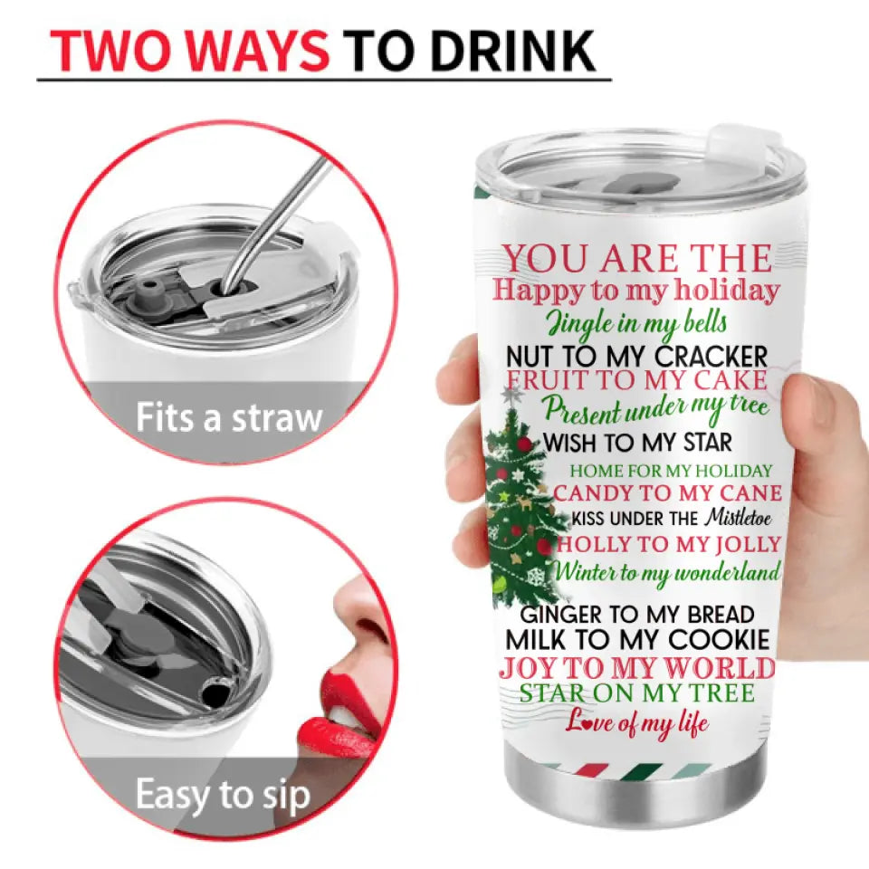 Personalized Christmas Couple Tumbler - Christmas Gift Idea For Couple - You Are The Happy To My Holiday