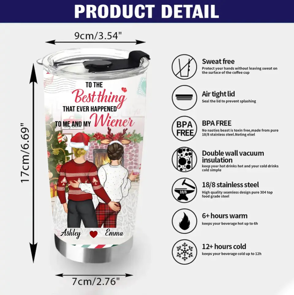 Personalized Christmas Couple Tumbler - Christmas Gift Idea For Couple - You Are The Happy To My Holiday