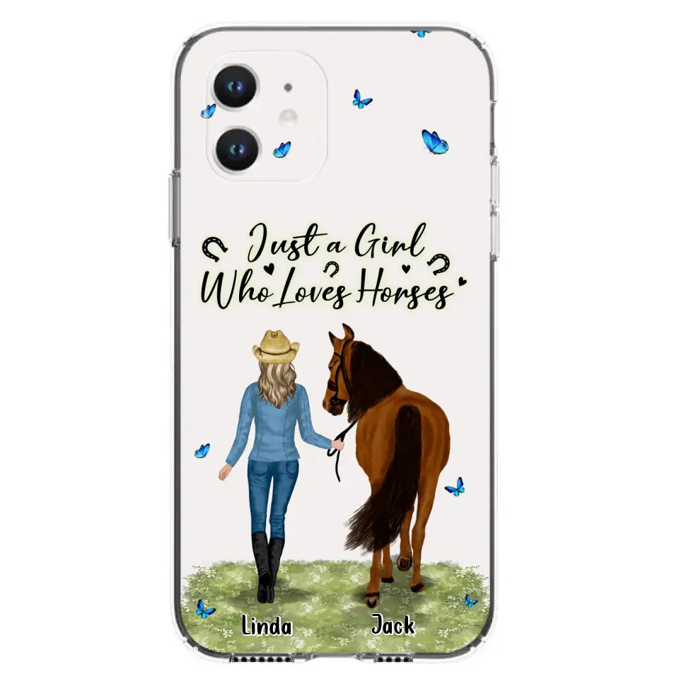 Personalized Horse Girl Phone Case - Up to 6 Horses - Gift Idea for Horse Lovers - Just A Girl Who Loves Horses - Case for iPhone/Samsung