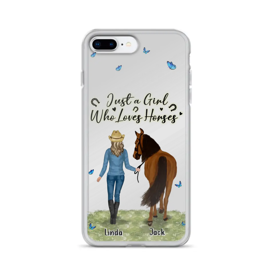 Personalized Horse Girl Phone Case - Up to 6 Horses - Gift Idea for Horse Lovers - Just A Girl Who Loves Horses - Case for iPhone/Samsung