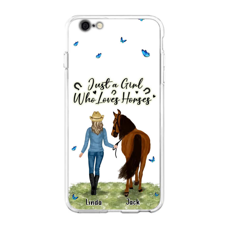 Personalized Horse Girl Phone Case - Up to 6 Horses - Gift Idea for Horse Lovers - Just A Girl Who Loves Horses - Case for iPhone/Samsung