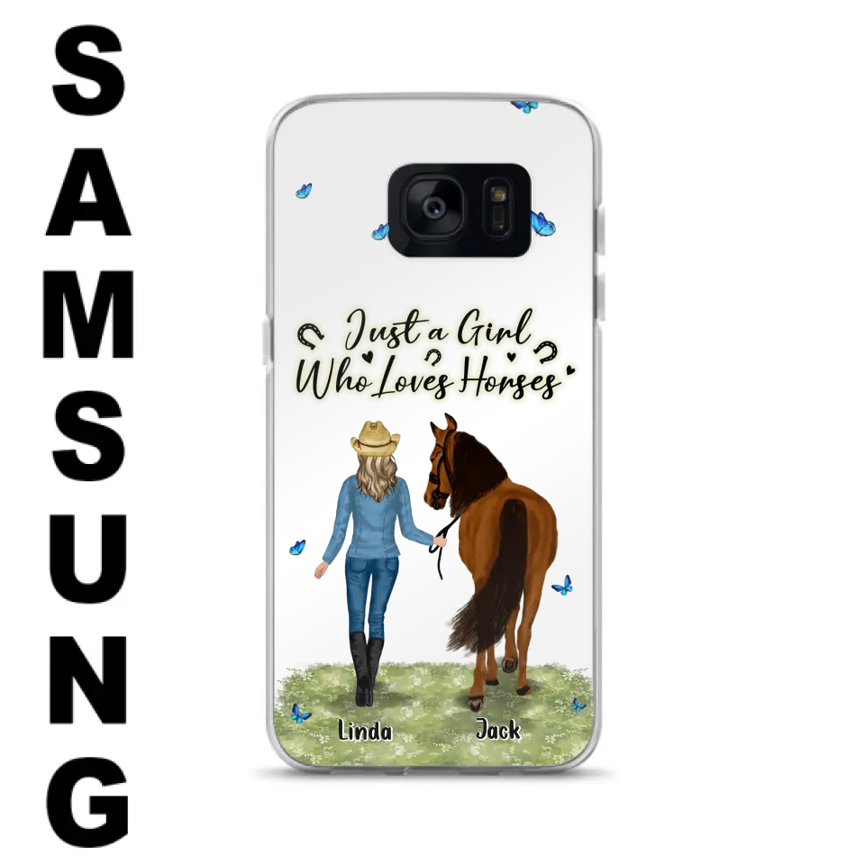 Personalized Horse Girl Phone Case - Up to 6 Horses - Gift Idea for Horse Lovers - Just A Girl Who Loves Horses - Case for iPhone/Samsung
