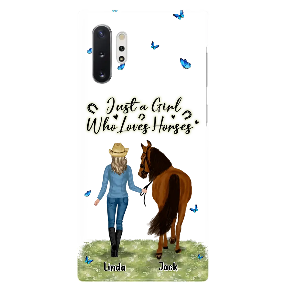 Personalized Horse Girl Phone Case - Up to 6 Horses - Gift Idea for Horse Lovers - Just A Girl Who Loves Horses - Case for iPhone/Samsung
