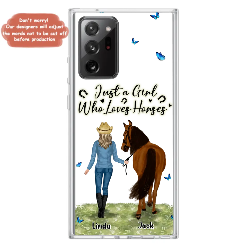 Personalized Horse Girl Phone Case - Up to 6 Horses - Gift Idea for Horse Lovers - Just A Girl Who Loves Horses - Case for iPhone/Samsung