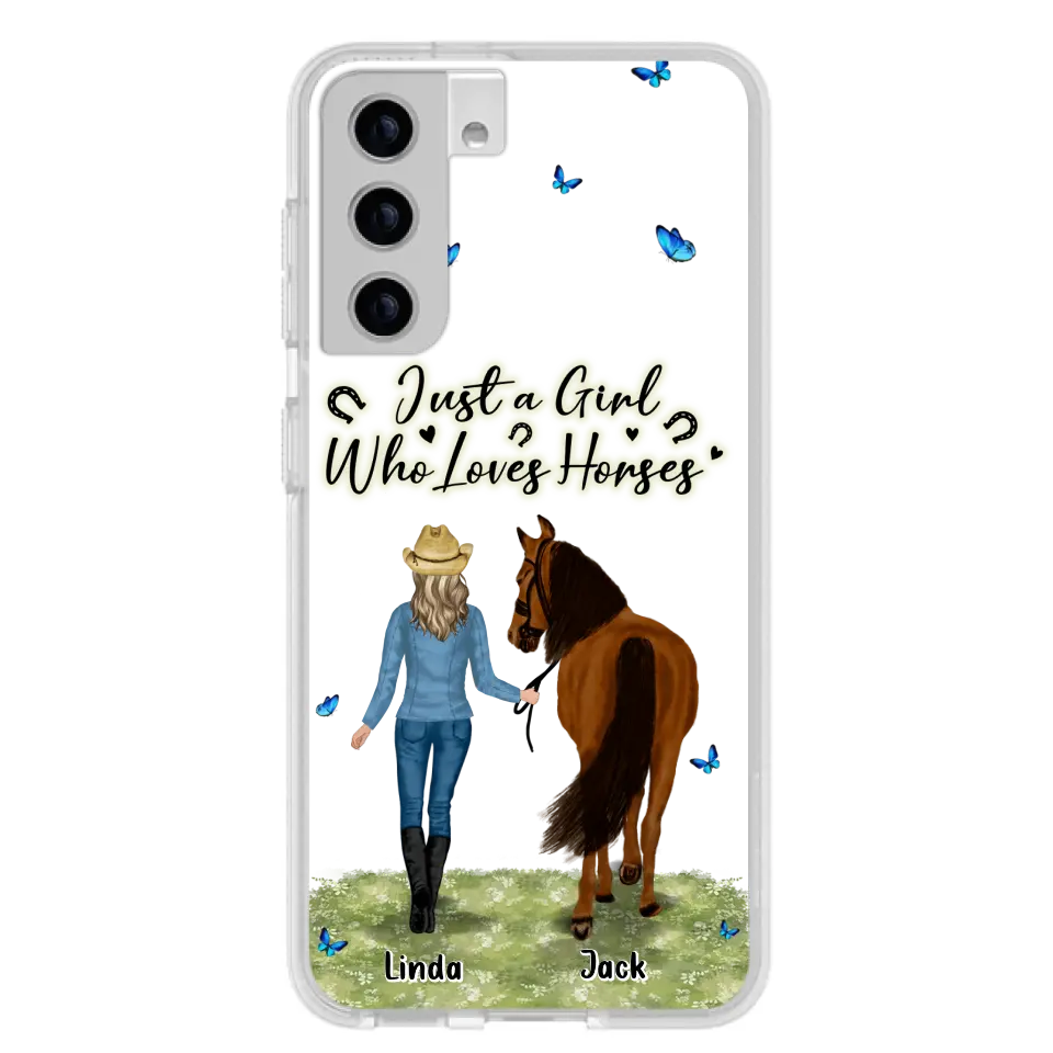 Personalized Horse Girl Phone Case - Up to 6 Horses - Gift Idea for Horse Lovers - Just A Girl Who Loves Horses - Case for iPhone/Samsung