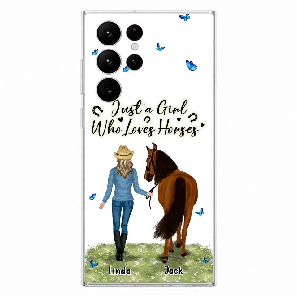 Personalized Horse Girl Phone Case - Up to 6 Horses - Gift Idea for Horse Lovers - Just A Girl Who Loves Horses - Case for iPhone/Samsung