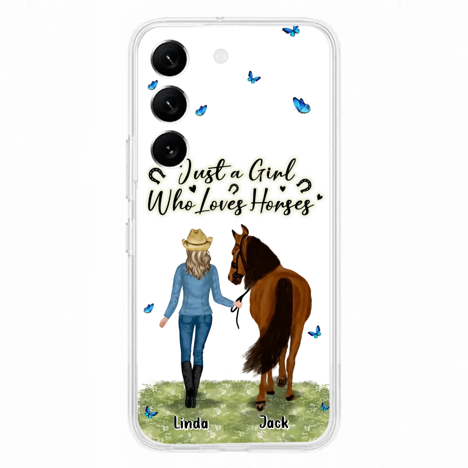 Personalized Horse Girl Phone Case - Up to 6 Horses - Gift Idea for Horse Lovers - Just A Girl Who Loves Horses - Case for iPhone/Samsung