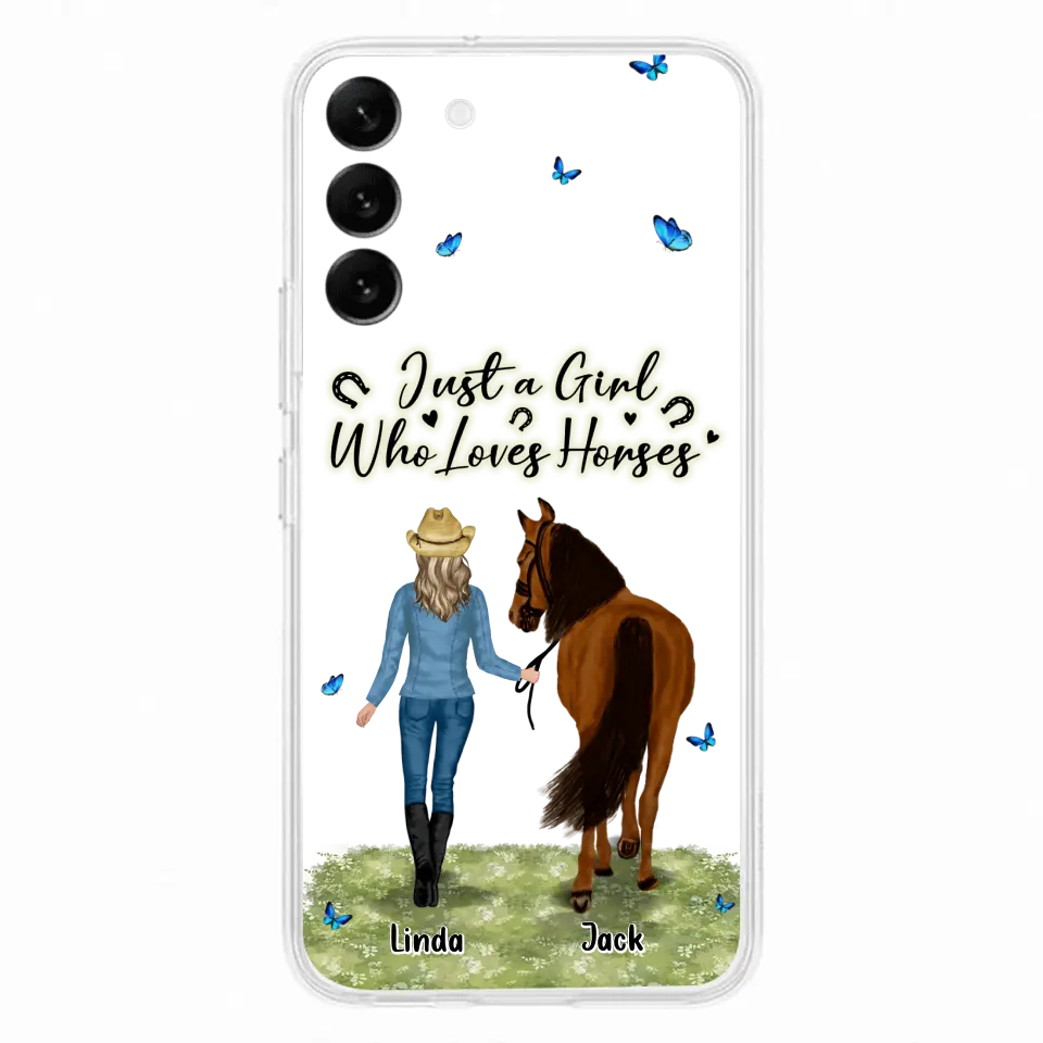 Personalized Horse Girl Phone Case - Up to 6 Horses - Gift Idea for Horse Lovers - Just A Girl Who Loves Horses - Case for iPhone/Samsung