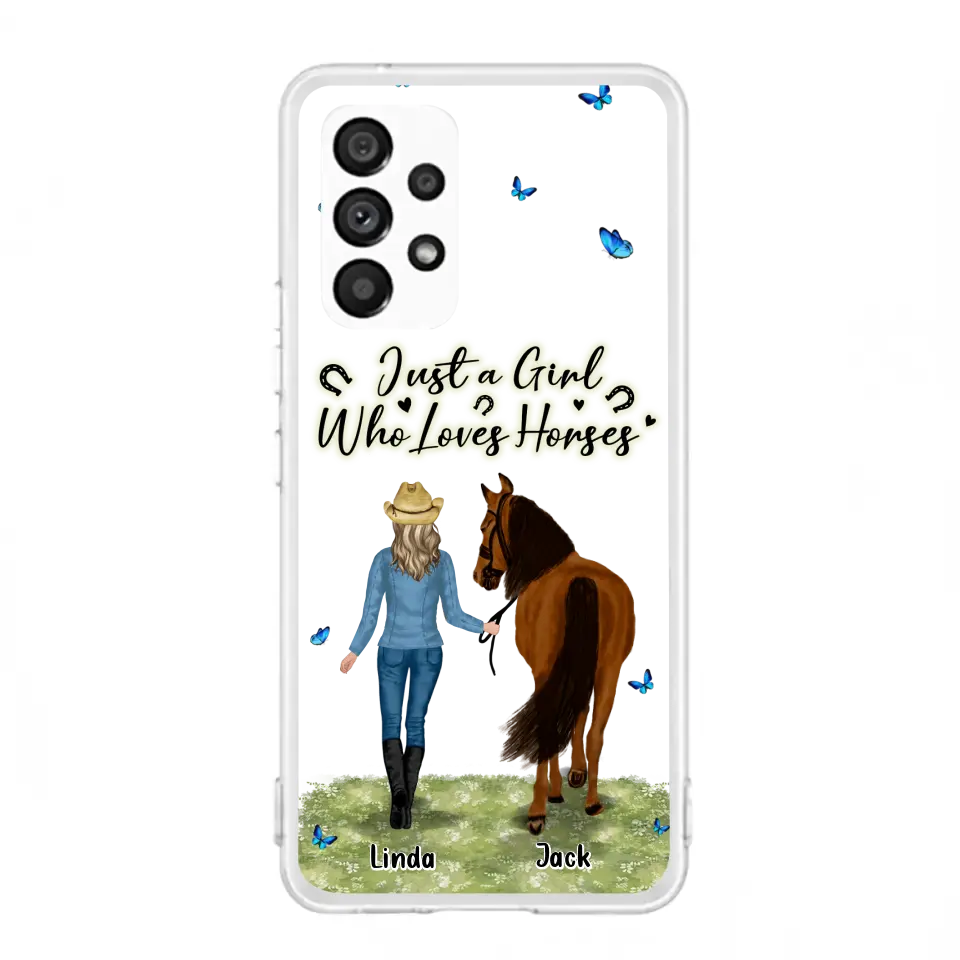 Personalized Horse Girl Phone Case - Up to 6 Horses - Gift Idea for Horse Lovers - Just A Girl Who Loves Horses - Case for iPhone/Samsung