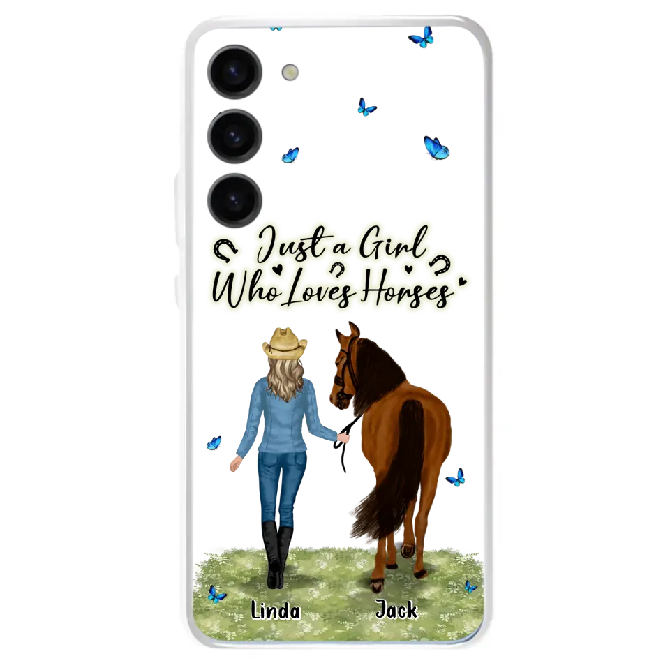 Personalized Horse Girl Phone Case - Up to 6 Horses - Gift Idea for Horse Lovers - Just A Girl Who Loves Horses - Case for iPhone/Samsung