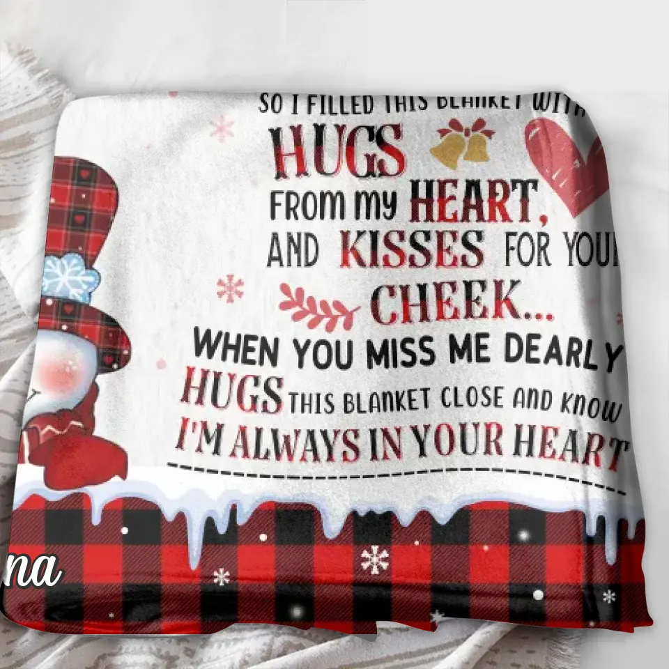 Personalized Grandma Quilt/Fleece Throw Blanket - Gift Idea For Grandma - Up to 4 Grandkids - I'm Always In Your Heart