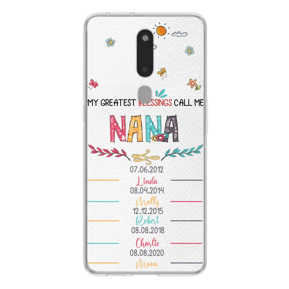 Personalized Grandma Phone Case - Gift Idea For Grandma - Up to 5 Grandkids - My Greatest Blessings Call Me Nana - Case For Oppo/Xiaomi/Huawei
